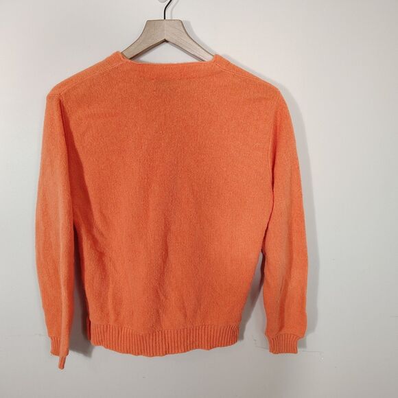 Vtg Hatmaker Lacoste 36 S Orange Cardigan Sweater Retro 80s USA Preppy Classic - Picture 2 of 8